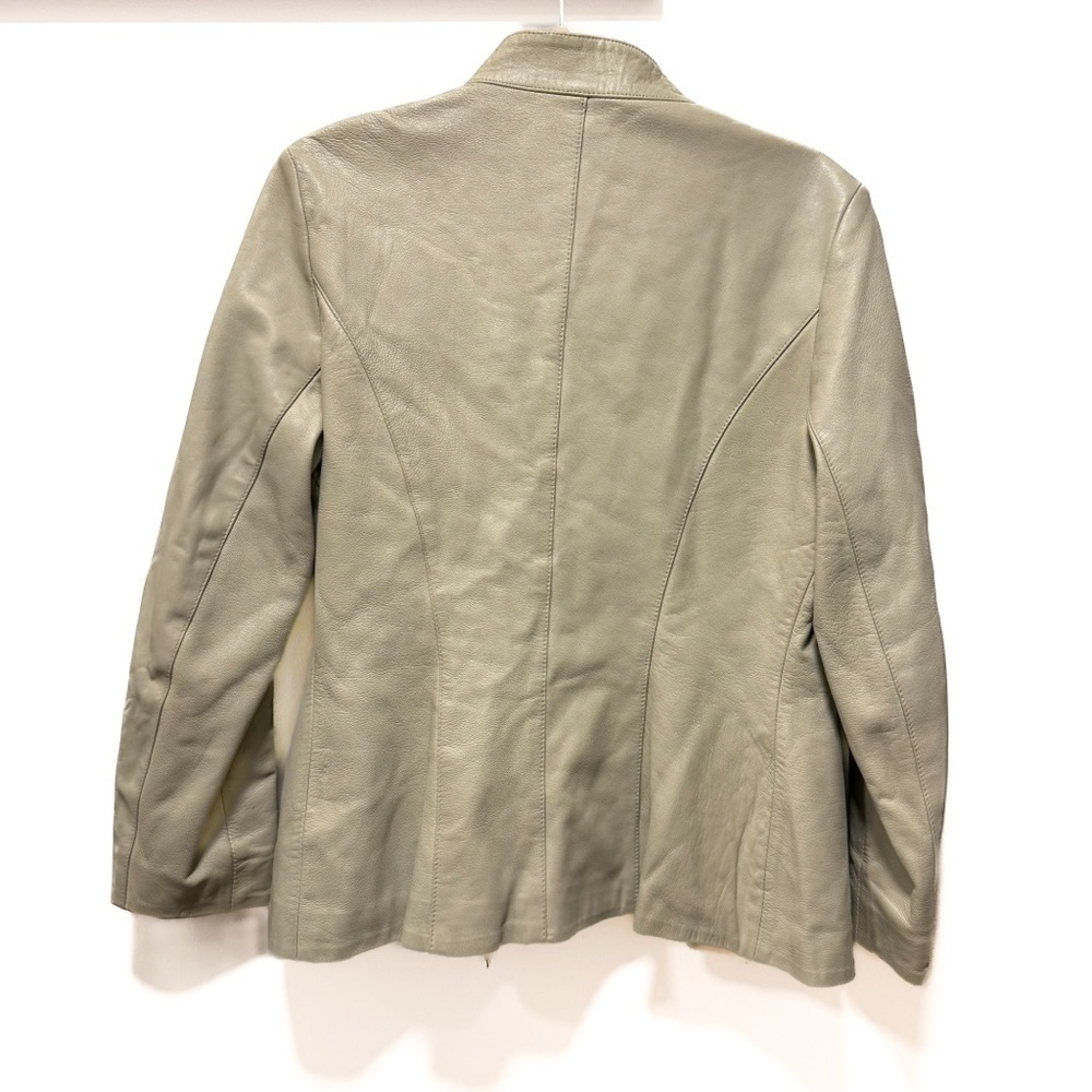 VTG 70s Cream Leather Cafe Racer Jacket UK Small Made in England - Picture 3 of 16